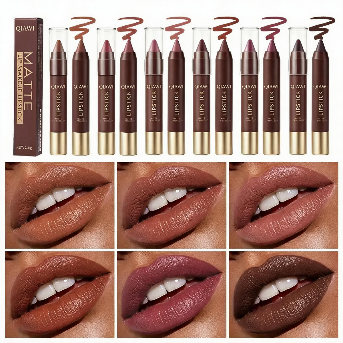 6-Piece Matte Brown Lipstick Set – Waterproof, Long-Wear & Less Transfer