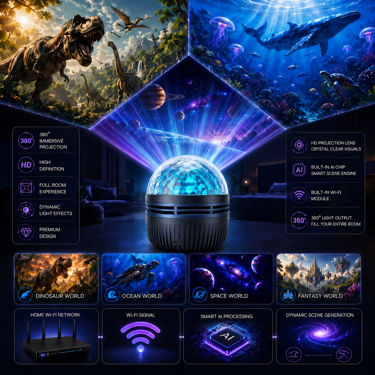 🦖 HOT DEAL 49% OFF |  Naxiohq 5D Galaxy Projector