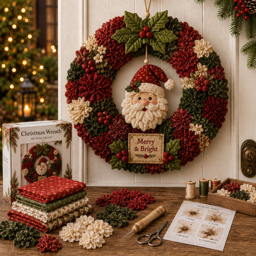 🎄🔥50% Off Last Day 🎊 3D Fabric Poke Wreath DIY Kit