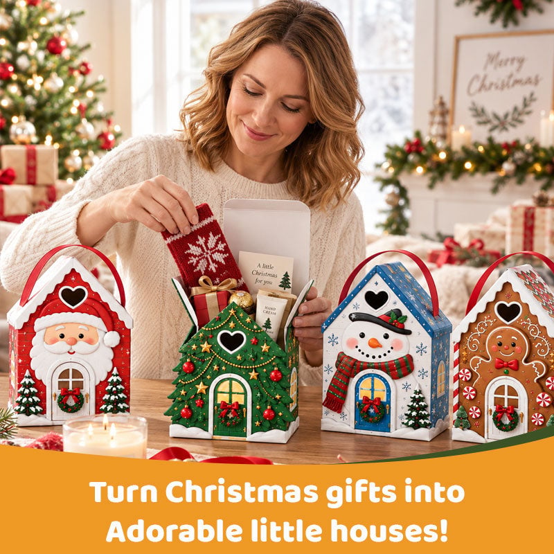 🎁 ONLY $9.99! Christmas Cottage Gift Box – 5 Festive Designs for Candy & Small Gifts