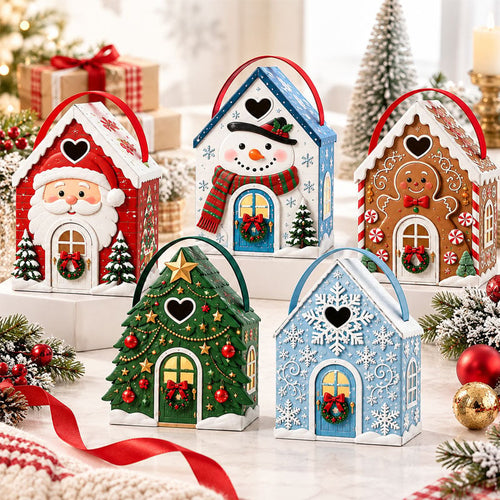 🎁 ONLY $9.99! Christmas Cottage Gift Box – 5 Festive Designs for Candy & Small Gifts