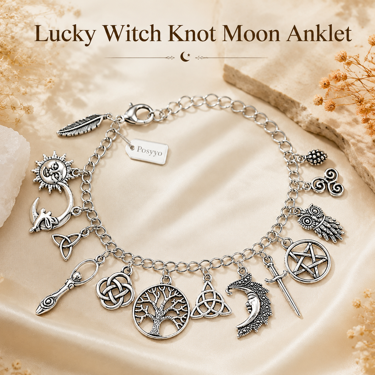 Lucky Witch's Knot Moon Anklet