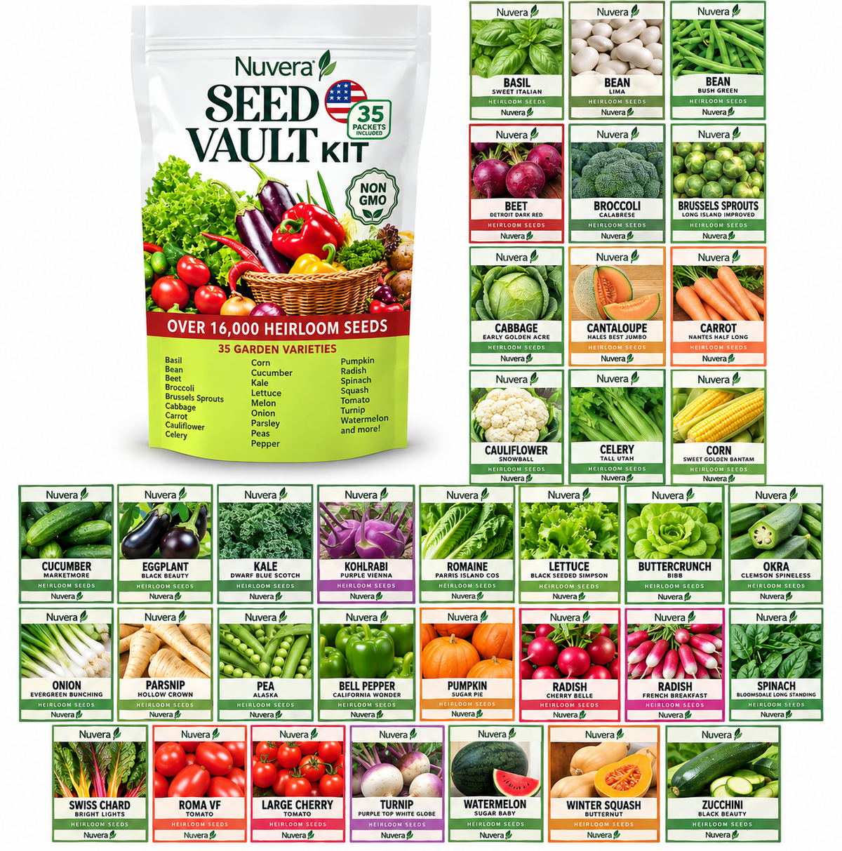 Naxiohq® Seed Vault Kit - 35 Variety Pack