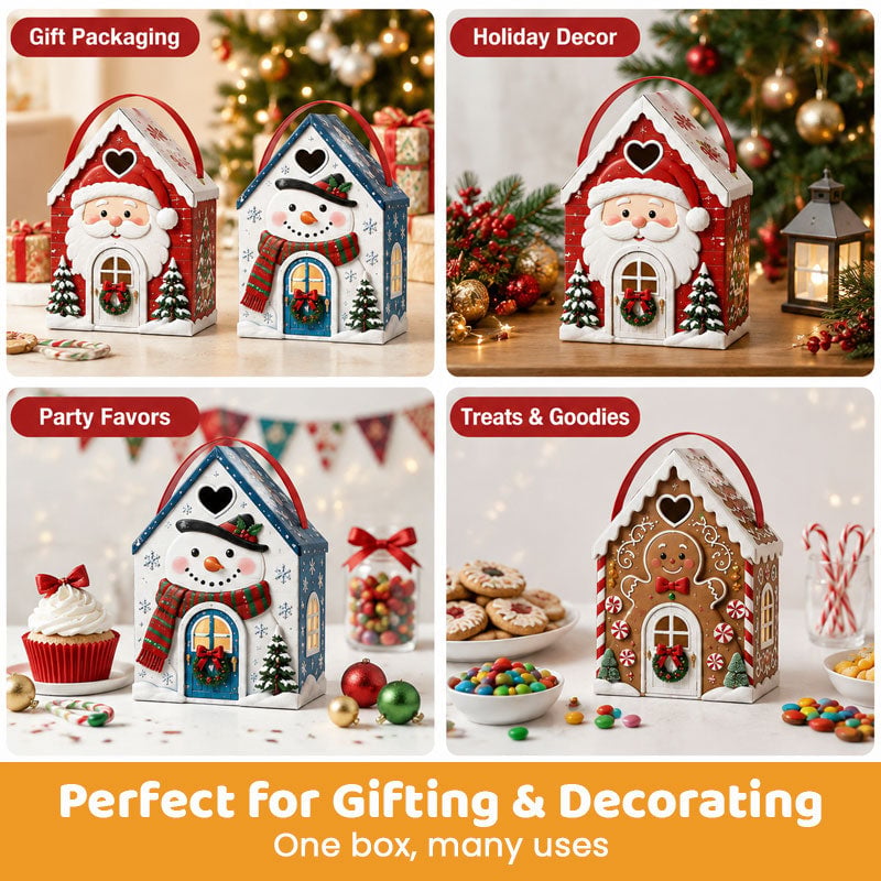 🎁 ONLY $9.99! Christmas Cottage Gift Box – 5 Festive Designs for Candy & Small Gifts